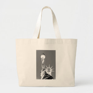 Black & White Statueof Liberty New York City Large Tote Bag