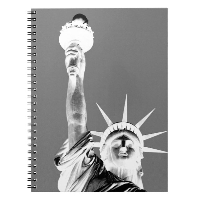 Black & White Statueof Liberty New York City Notebook (Front)