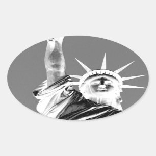 Black & White Statueof Liberty New York City Oval Sticker