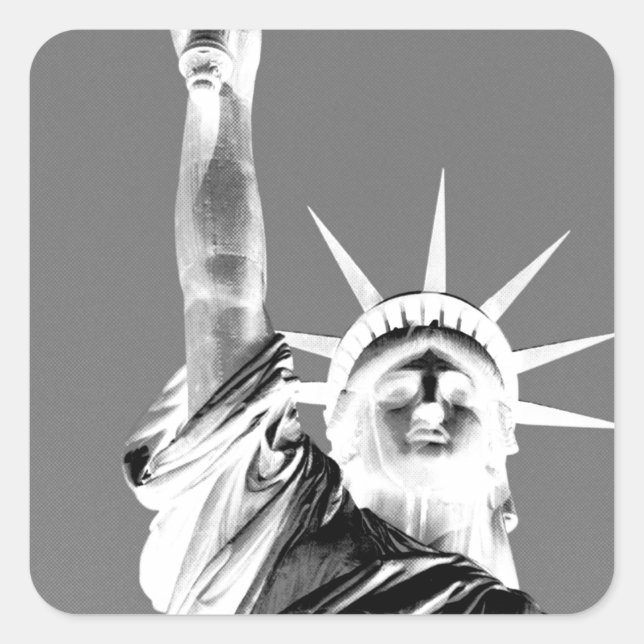 Black & White Statueof Liberty New York City Square Sticker (Front)