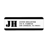 Black & White Stencil Monogram Return Address
