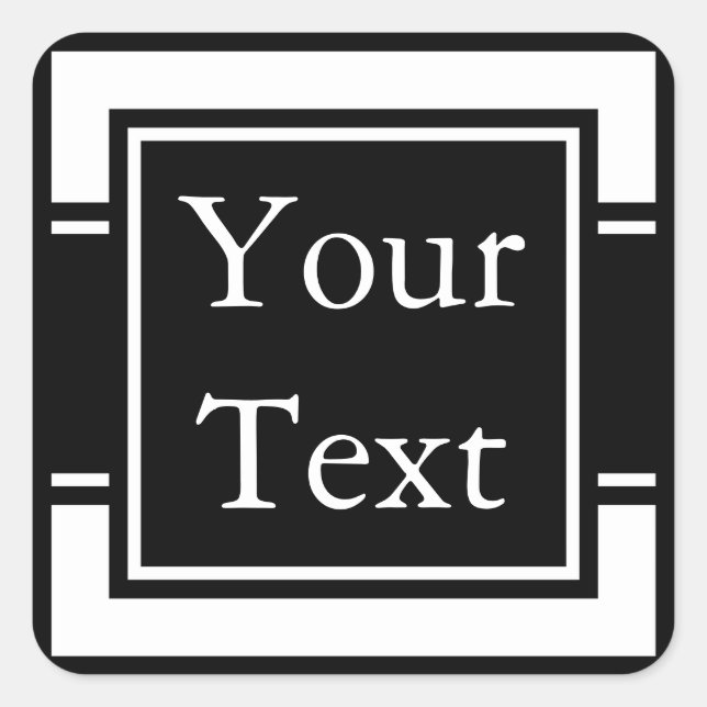 Black & White Stickers or Labels w/ Custom Text (Front)