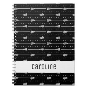 Black White Sticks and Dotted Lines Pattern Notebook