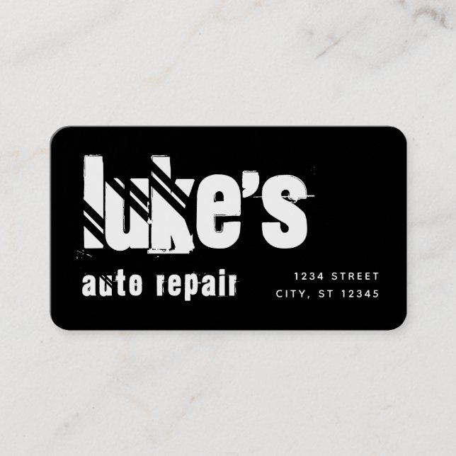 Black White Street Auto Repair Business Card (Front)