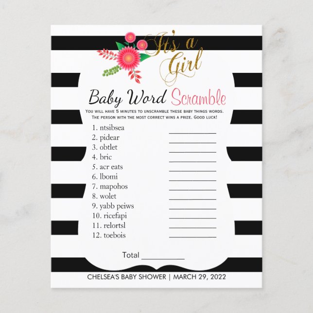 Black & White Stripe - Baby Girl - Scramble Flyer (Front)