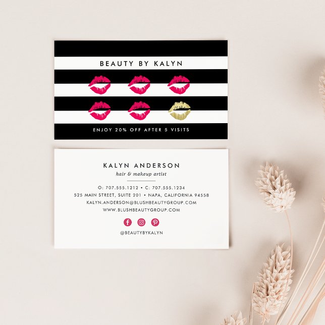 Black & White Stripe Beauty Loyalty Card (Creator Uploaded)