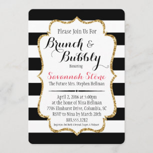 Black & White Stripe Brunch & Bubbly Shower Invite