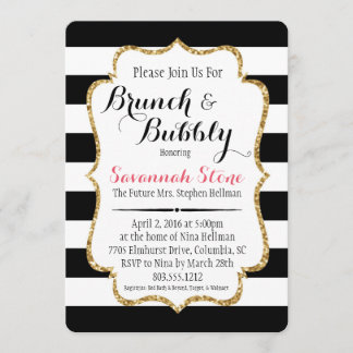 Black & White Stripe Brunch & Bubbly Shower Invite