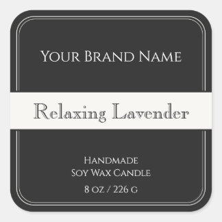 Black White Stripe Candle Label Square Sticker