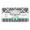 Black White Stripe Damask Mint Water Label Silver