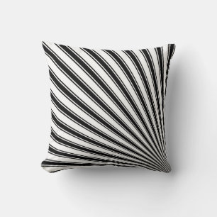Black White Stripe Funky Pattern Cushion