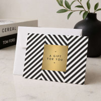 Black White Stripe Gold Minimalist Gift Card