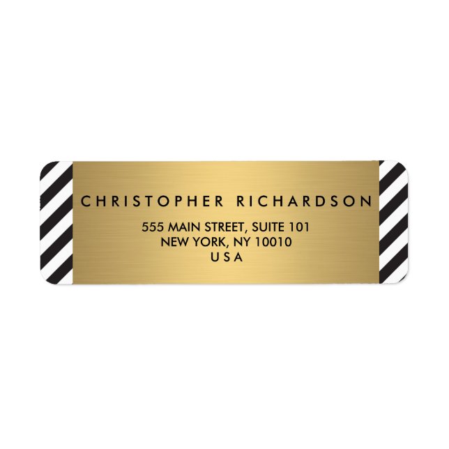 Black White Stripe Gold Minimalist Modern (Front)