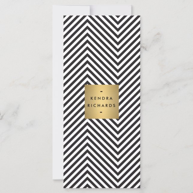 Black White Stripe Gold Minimalist Modern Blank (Front)