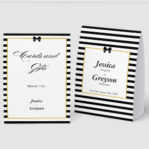 Black White Stripe Gold Wedding Cards and Gifts
