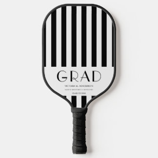 Black White Stripe Graduate Gift Pickleball Paddle