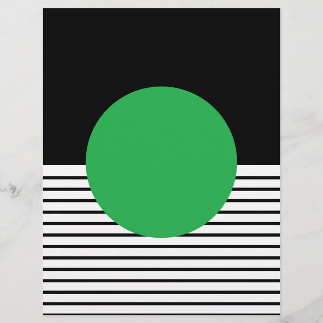 Black White Stripe & Green Circle Scrapbook Paper (Front)