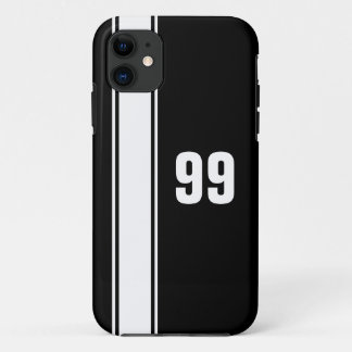 Black & White Stripe Jersey Numbered iPhone Case