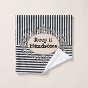 Black White Stripe Keep HandsomeBathroom Towel Set