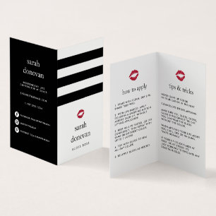 Black & White Stripe   Lip Product Distributor Business Card