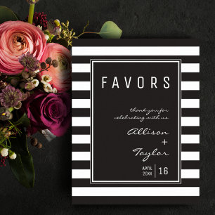 Black White Stripe Minimalist Wedding Favour Sign