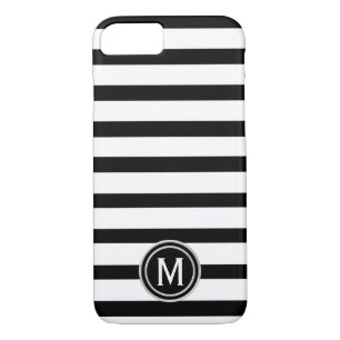 Black & White Stripe Monogram iPhone 8/7 Case