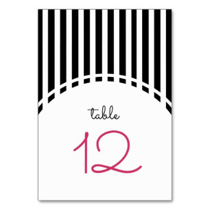 Black   White Stripe Pattern Wedding Table Number