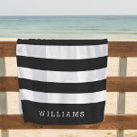 Black & White Stripe Personalised Beach Towel<br><div class="desc">Preppy chic personalised beach towel features classic wide black and white stripes,  with your name or choice of personalisation along the bottom in bold white lettering.</div>