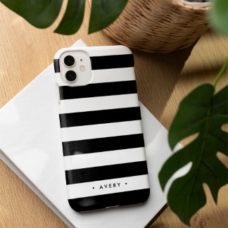 Black & White Stripe Personalised iPhone 16 Case