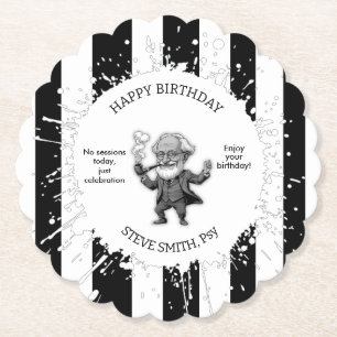 Black White Stripe Psychology Freud CartoON Paper Coaster