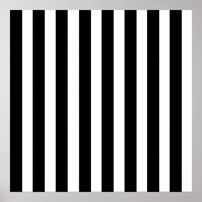 Black White Stripe Vertical Straight Lines Pattern Poster (Front)