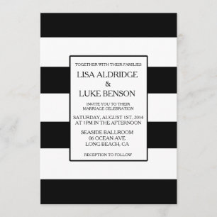 Black & White Stripe Wedding Invitation