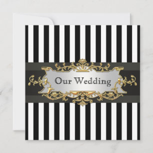 Black White Stripe Wedding Invite #2