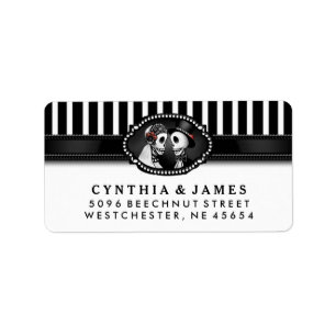 Black White Stripe Wedding Skeletons Address Label