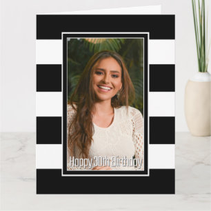 Black White Striped 30th Birthday Card