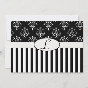 Black & White Striped Baroque Invite