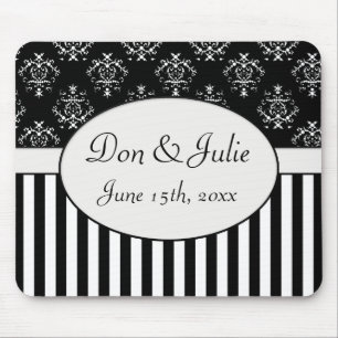 Black & White Striped Baroque Mouse Mat