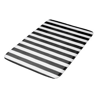 Black White Striped Bath Mat
