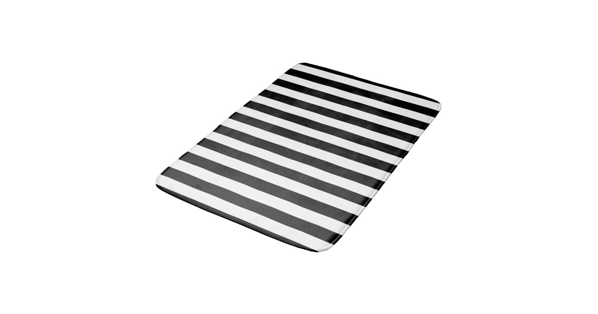 Black White Striped Bath Mat Zazzle