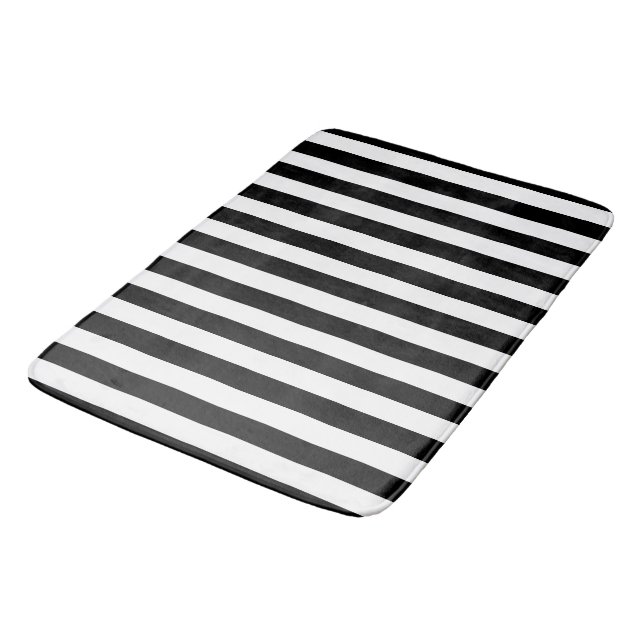 Black White Striped Bath Mat (Angled)