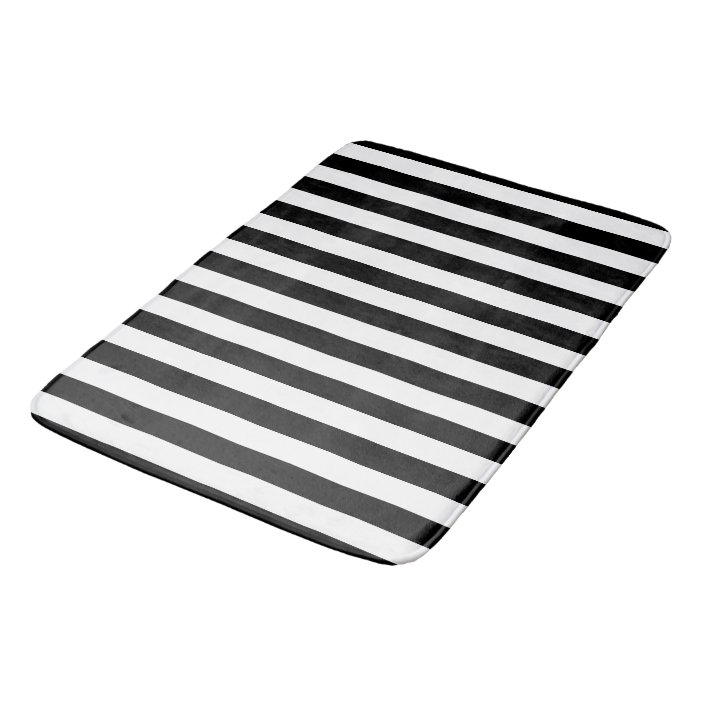 Black White Striped Bath Mat Zazzle.co.uk
