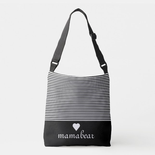 Black & White Striped Crossbody Crossbody Bag (Front)