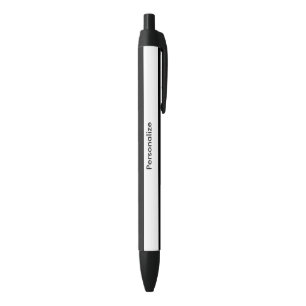 Black & White Striped Custom Personalised Chic Blue Ink Pen