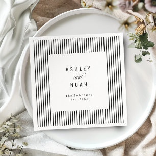 Black & White Striped Elegance Classy Wedding Napkin