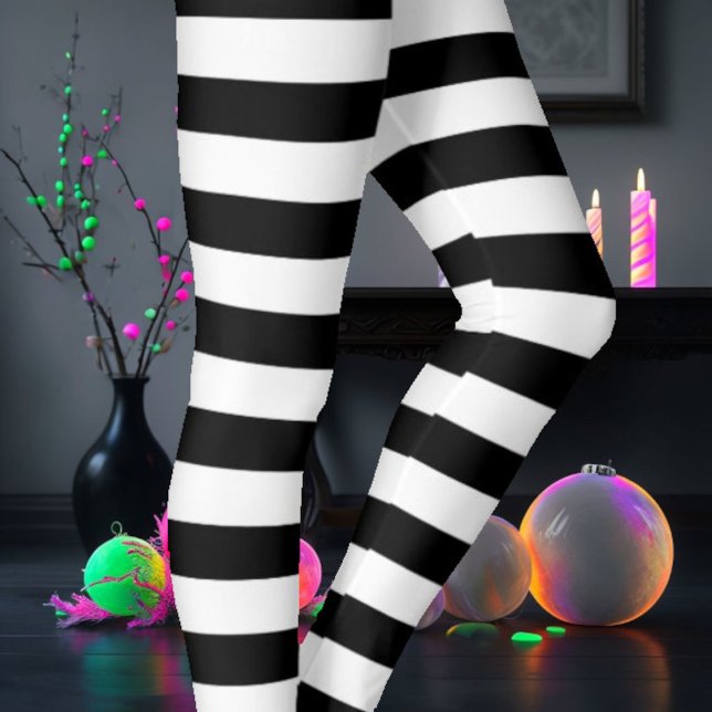 Black & White Striped Leggings (Creator Uploaded)