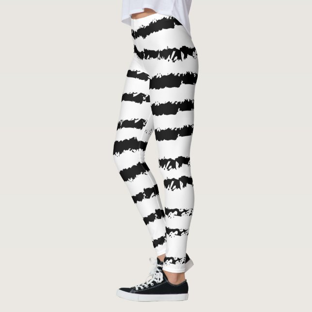 Black white striped leggings (Left)