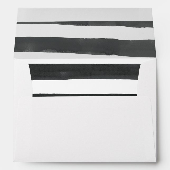 black white striped lined invitation envelopes (Back (Bottom))