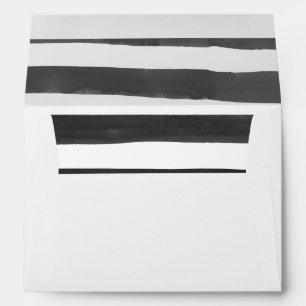 black white striped lined invitation envelopes