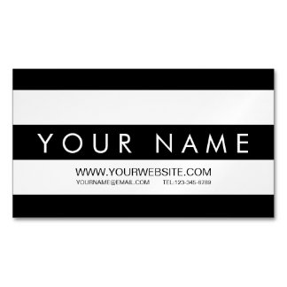 Black & White Striped Magnetic Business Cards