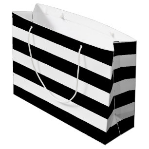 Black White Striped Modern Wedding Party Large Gift Bag